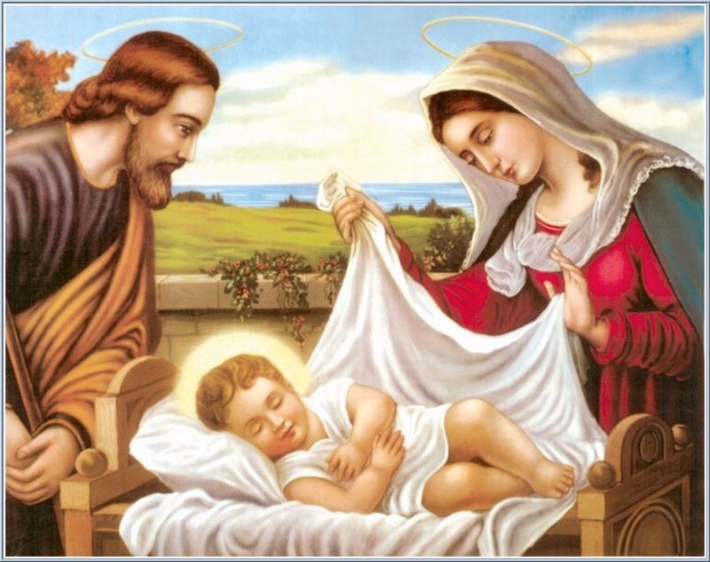 Holy Family in Manger