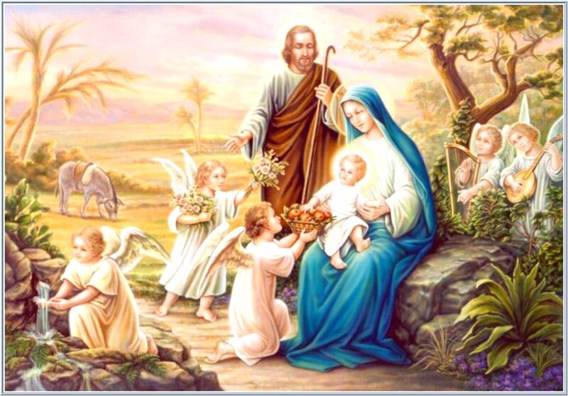 Holy Family with Angels — Blue