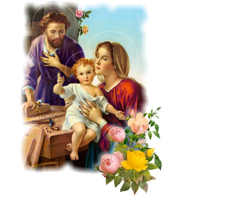 Holy Family with Child — Blue, Serene