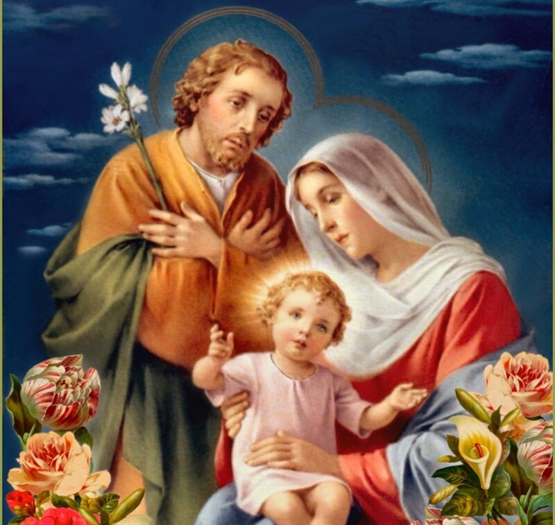 Holy Family with Child — Blue