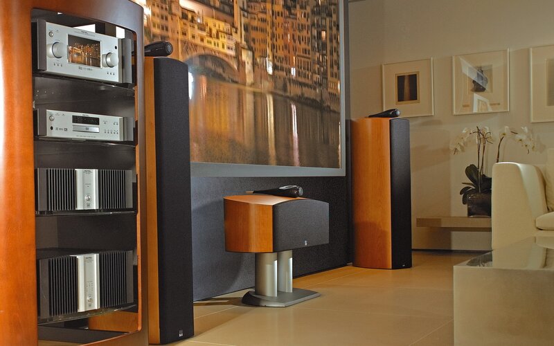 Home audio system in living room