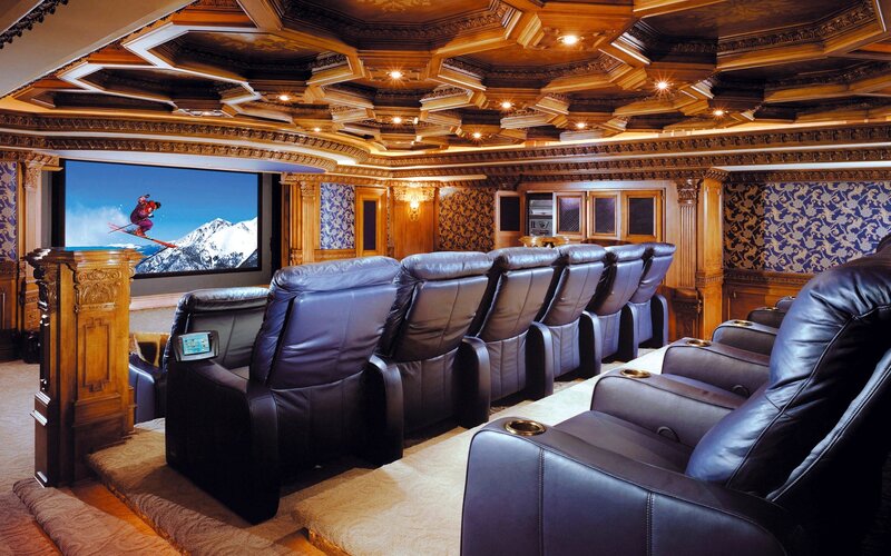 Home Theater Room — Brown, Luxurious, Photograph