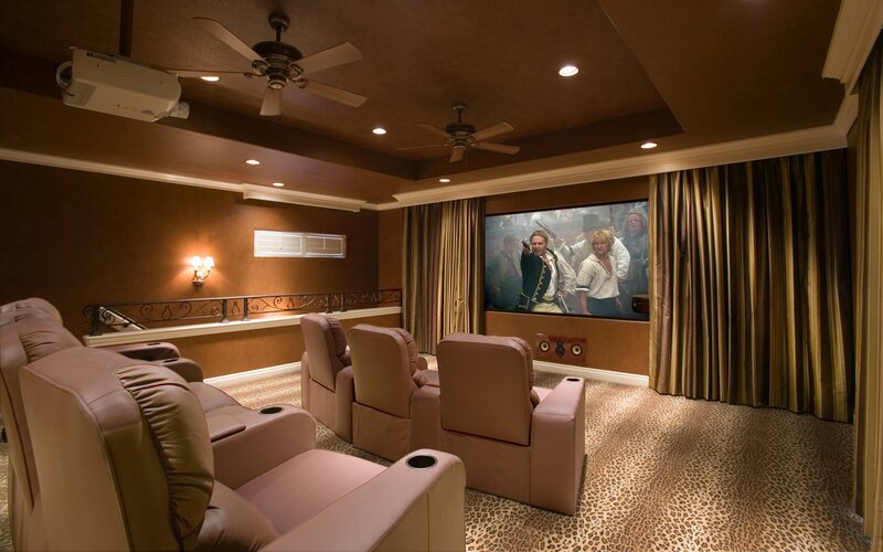 Home Theater Room — Brown, Luxurious
