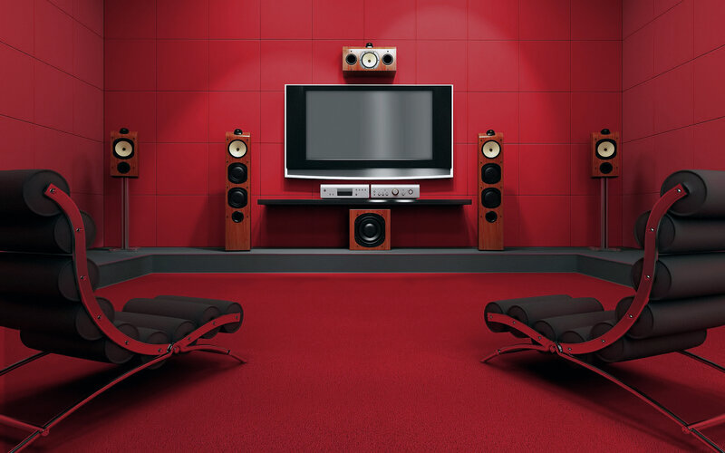 Home Theater Room — Red, Modern