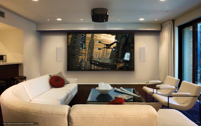 Home Theater Room — White, Modern