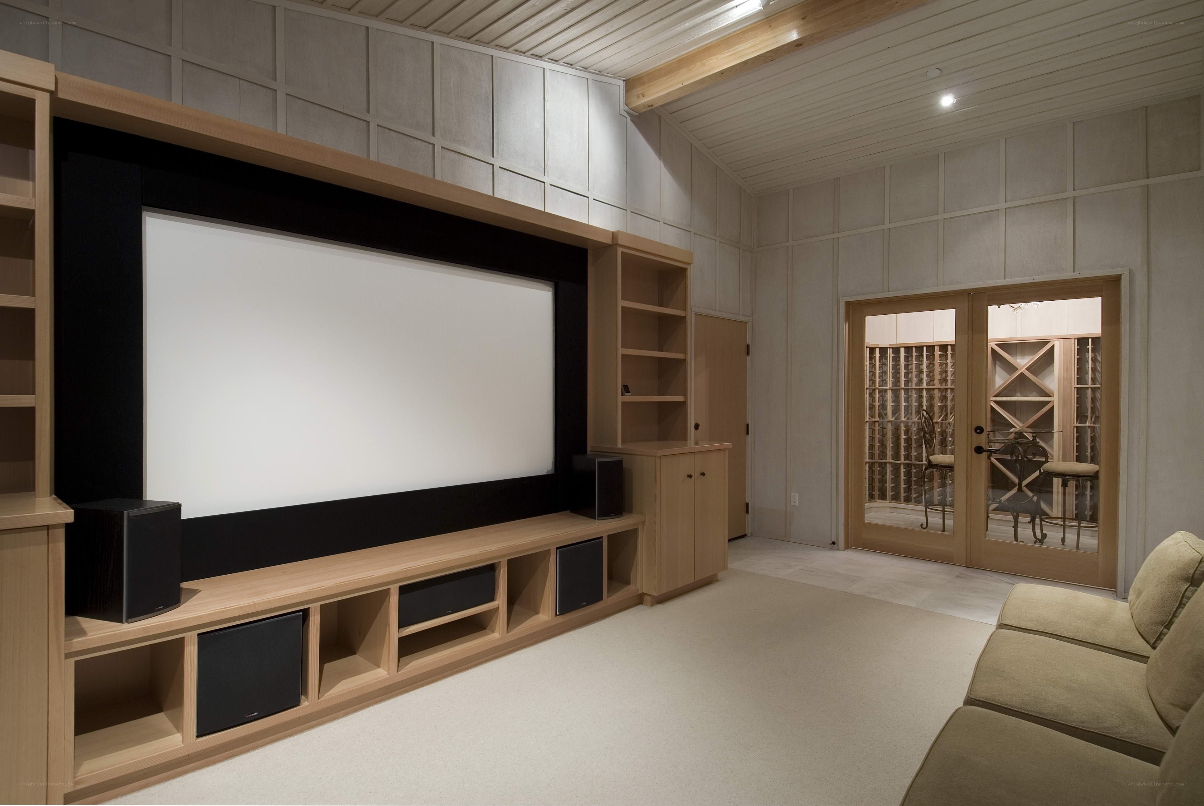 Home theater room with projection screen