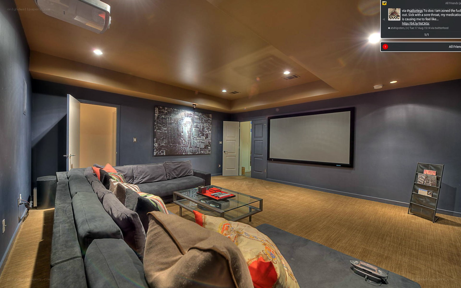 Home theater room with projector