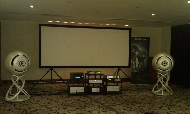 Home theater setup with speakers