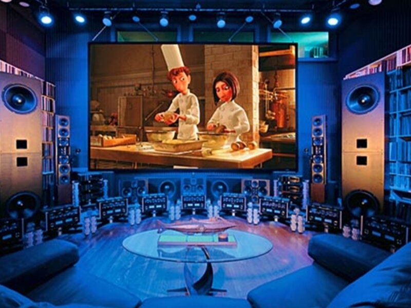 Home theater with animated movie
