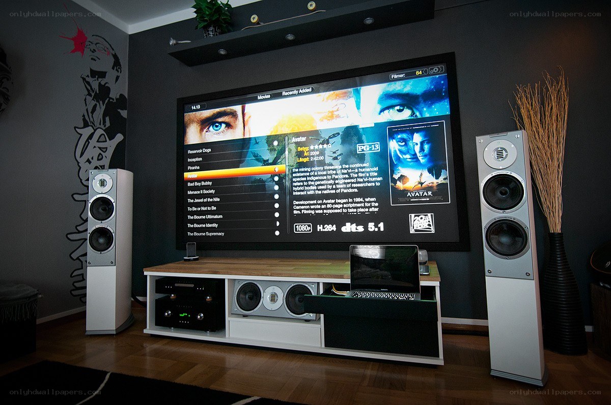 Home theater with large screen
