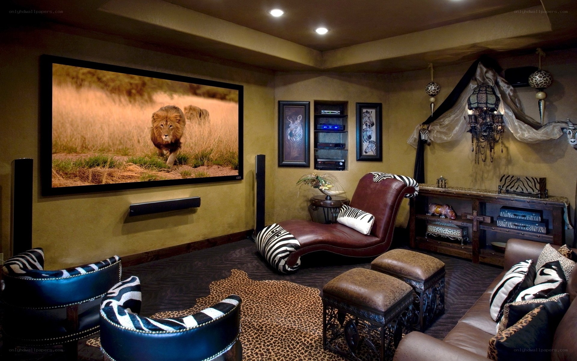 Home theater with safari theme