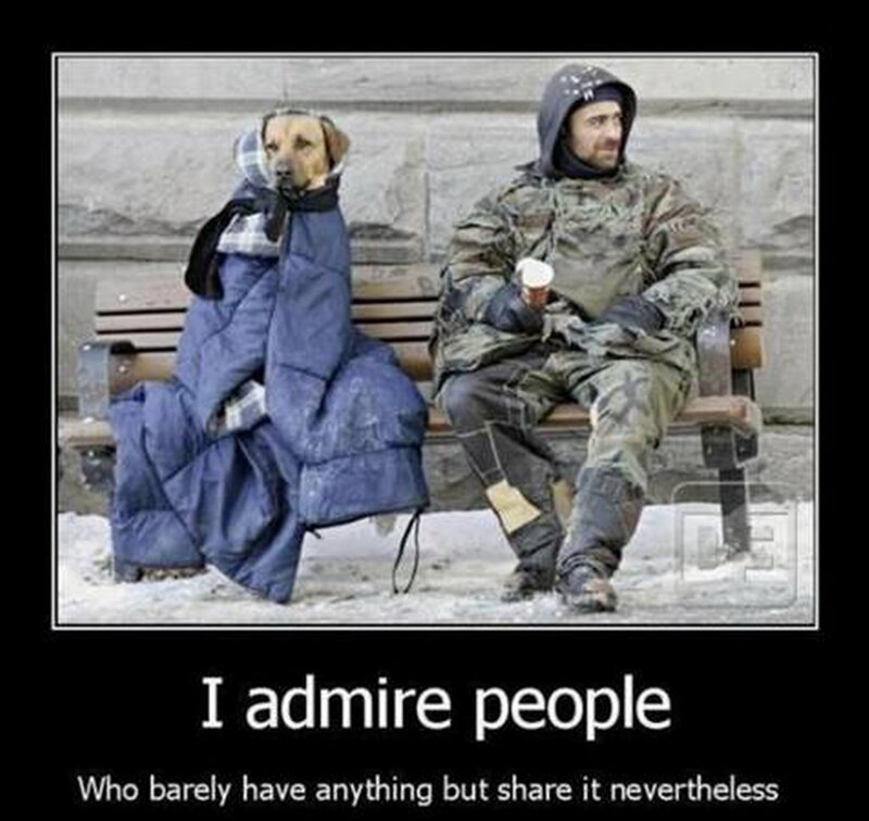 Homeless Man and Dog — Blue