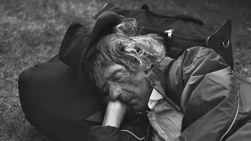 Homeless Man Sleeping — Black