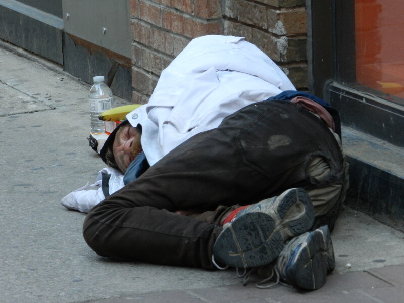 Homeless Man Sleeping — Gray