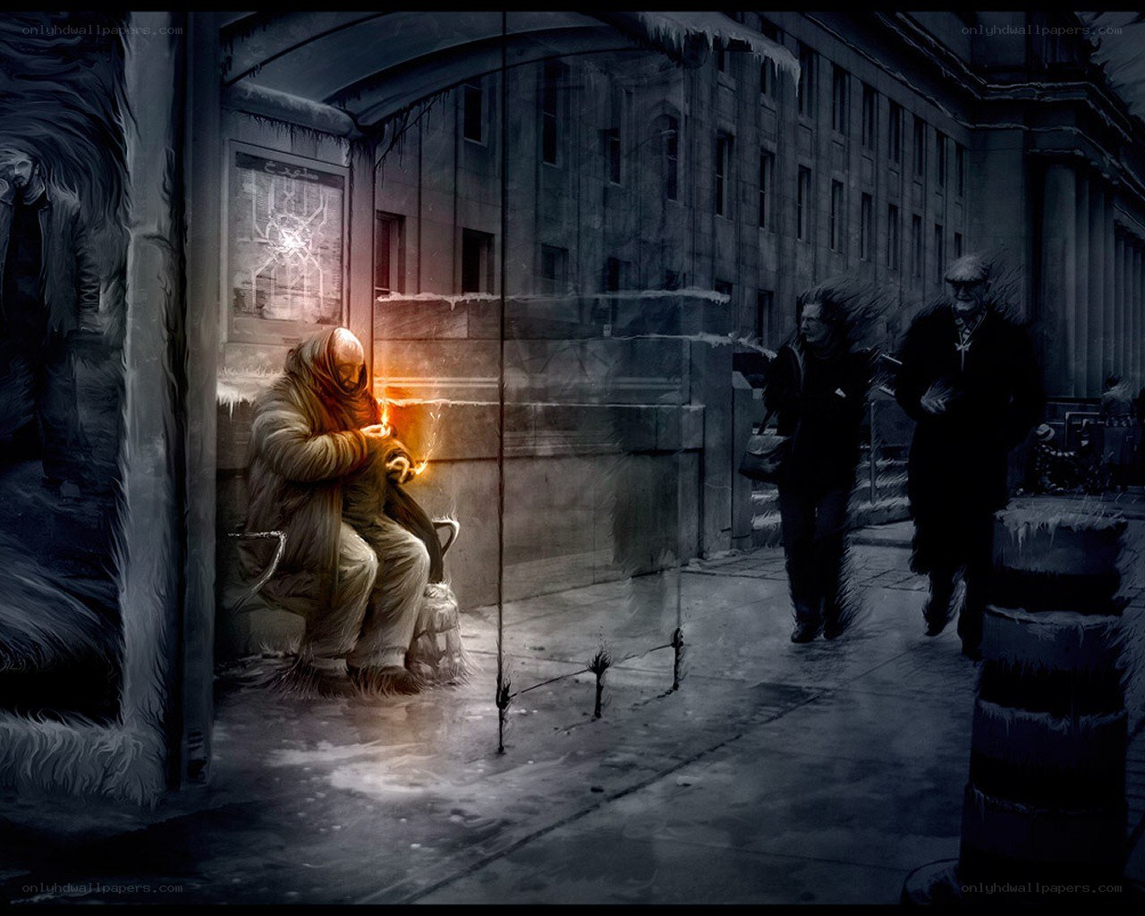 Homeless person in winter