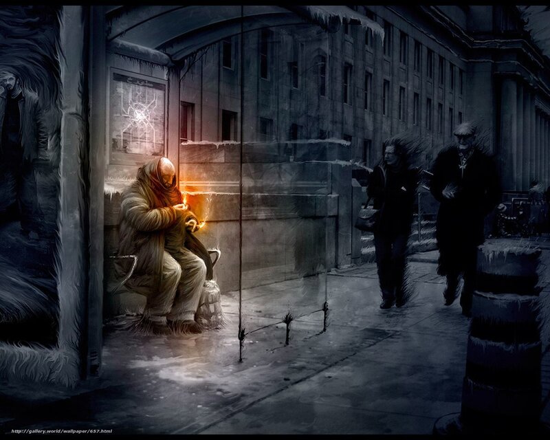 Homeless person in winter