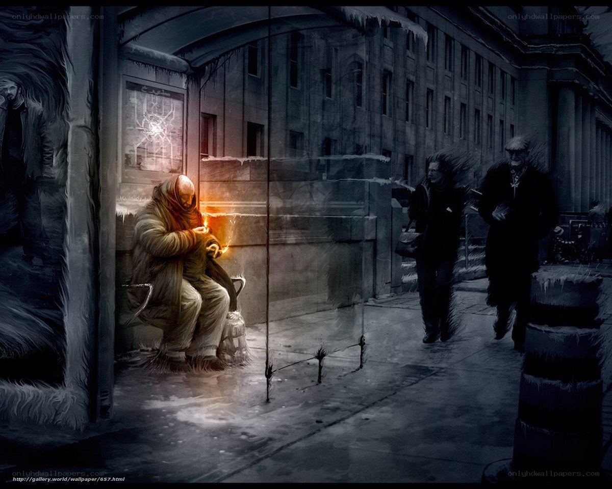 Homeless person in winter