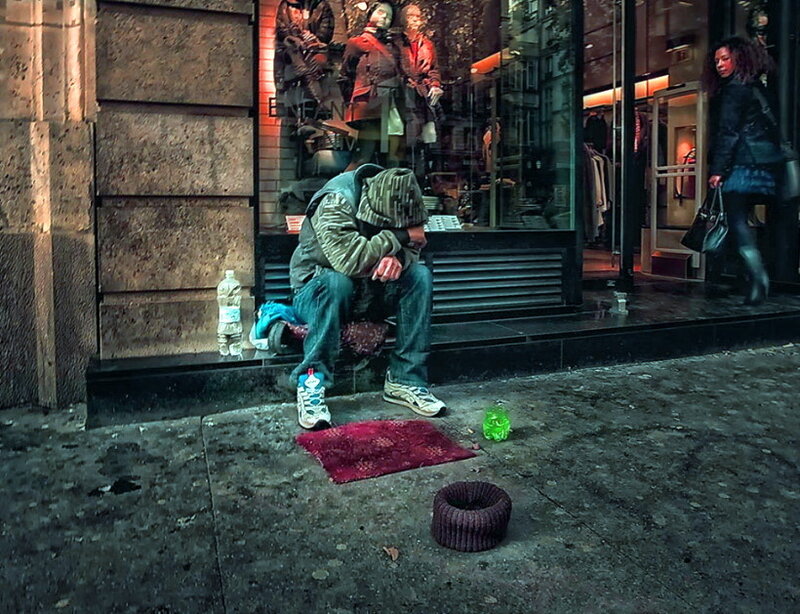 Homeless Person on Sidewalk