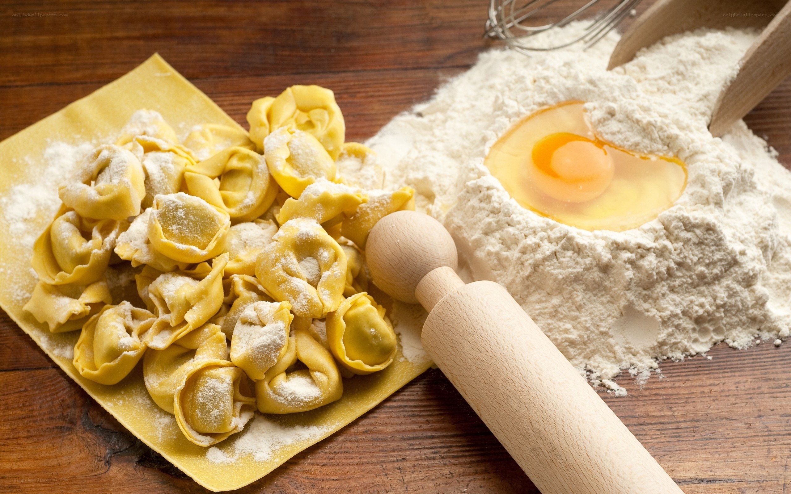 Homemade tortellini with ingredients