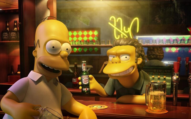 Homer and Barney at the bar