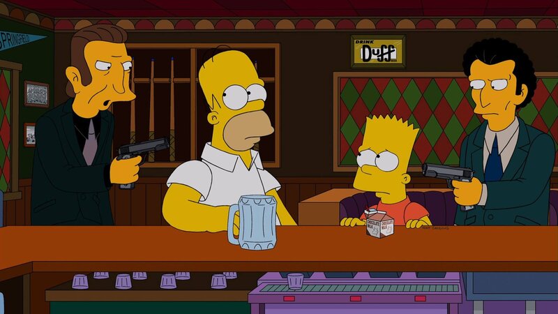 Homer and Bart at Bar