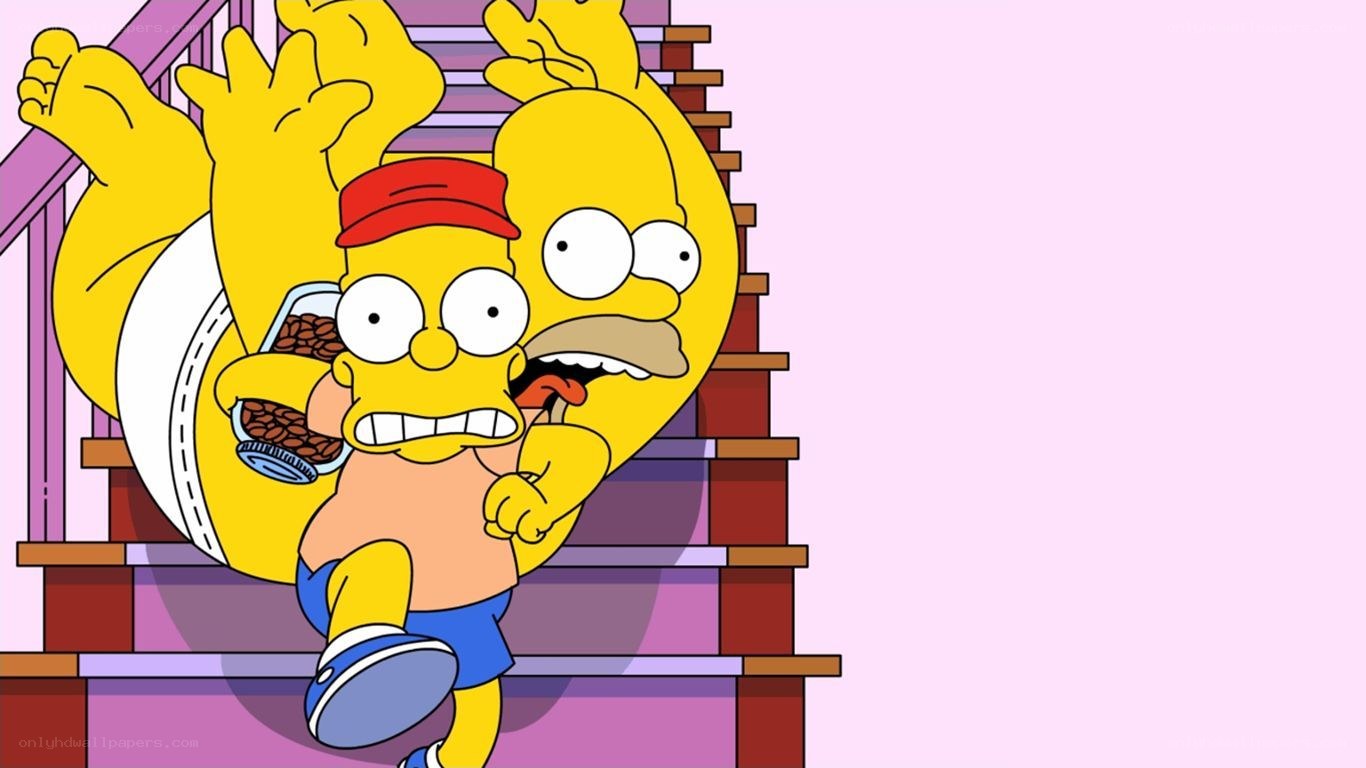 Homer and Bart falling