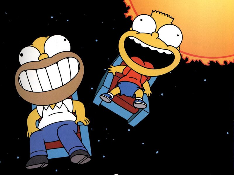 Homer and Bart in space