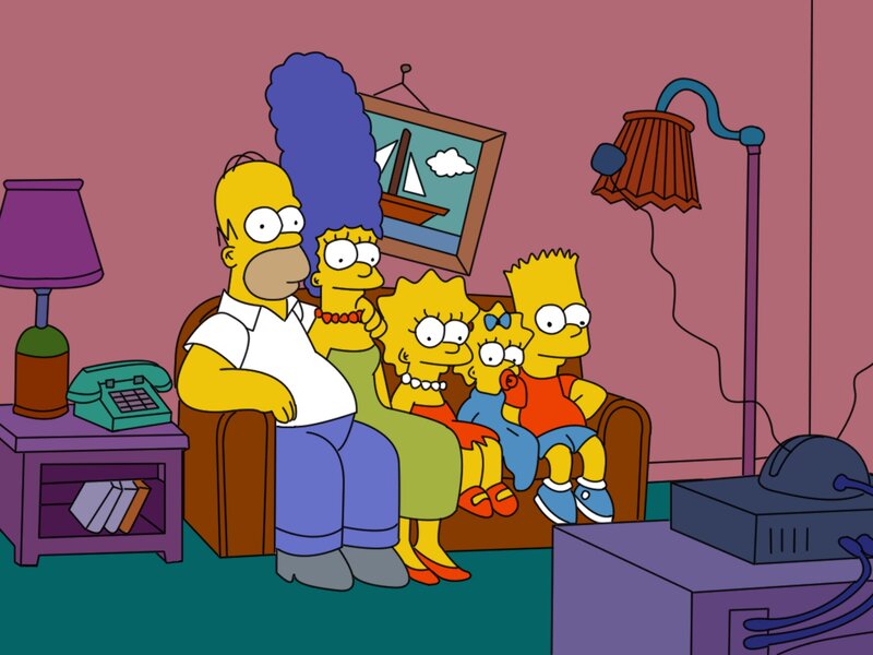 Homer and Family on Couch
