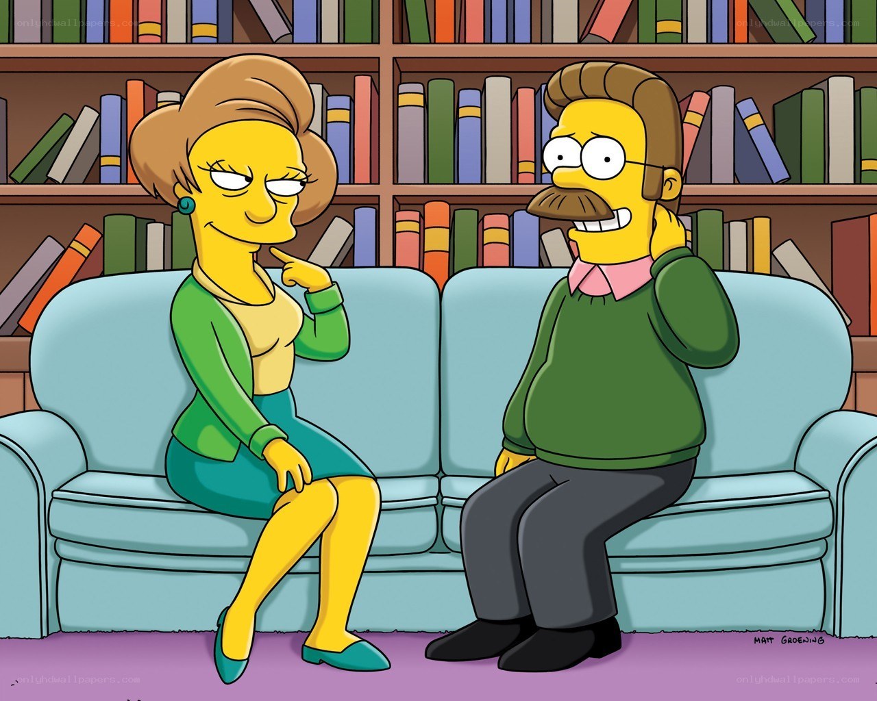 Homer and Marge on a couch