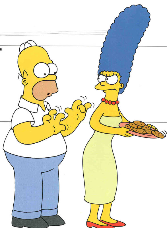 Homer and Marge with cookies