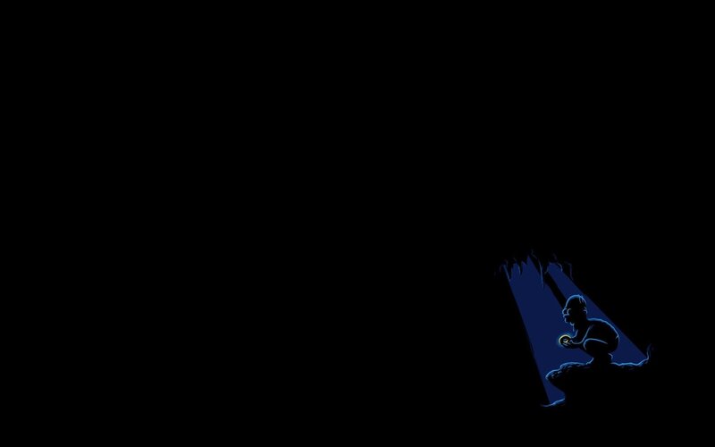 Homer in a cave with a glowing orb