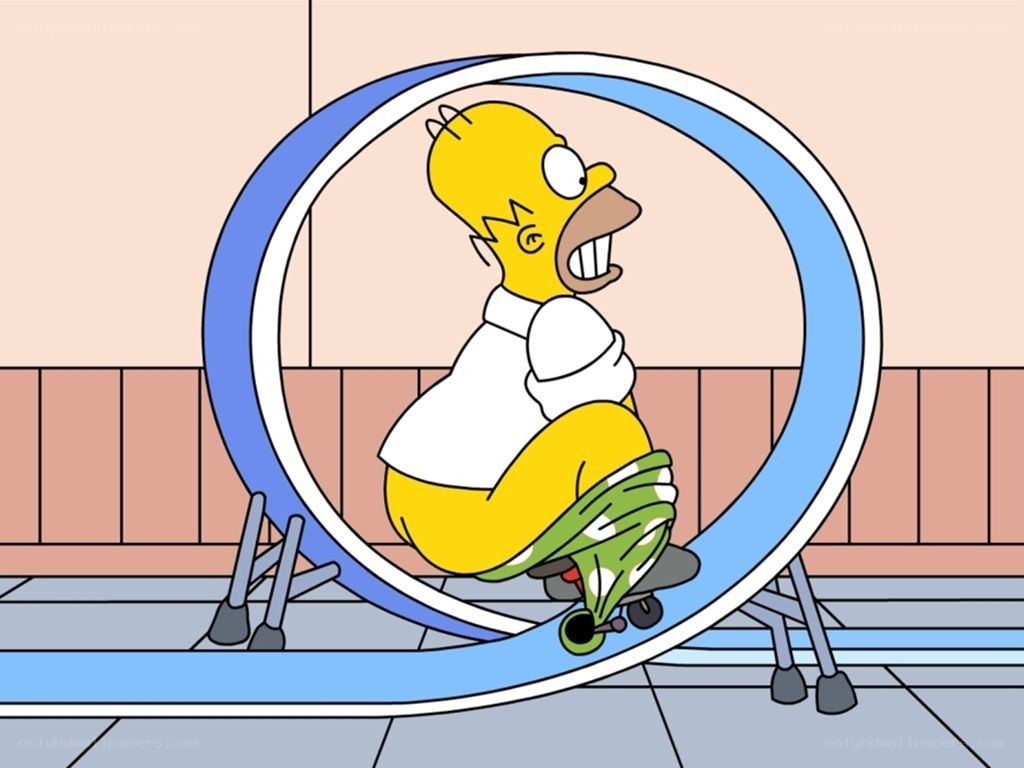 Homer in a hamster wheel