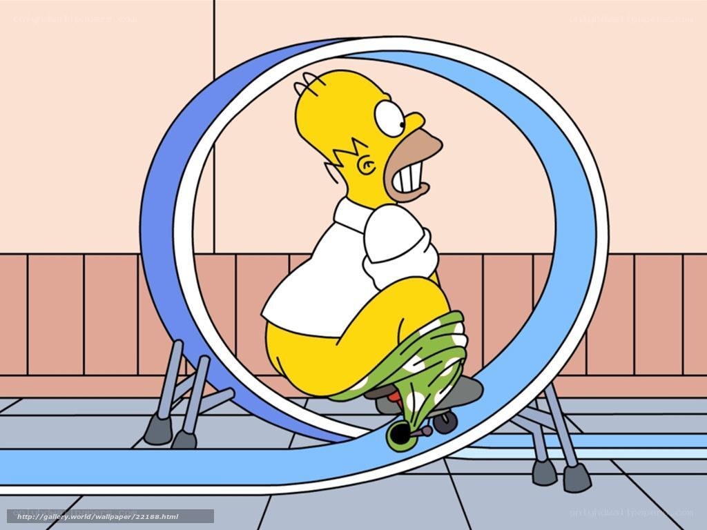 Homer in a hamster wheel