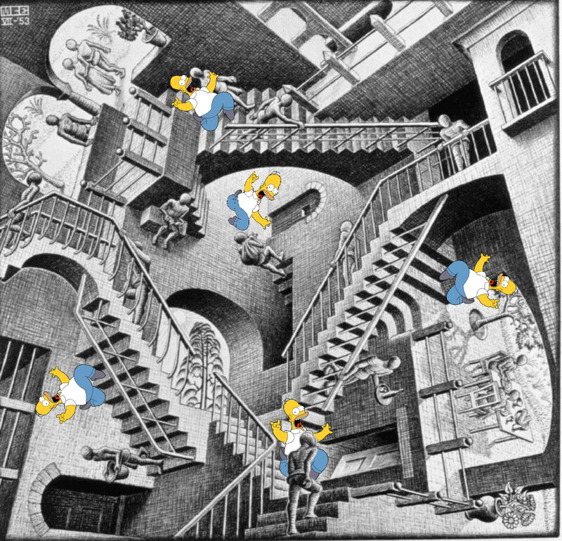Homer in an impossible staircase