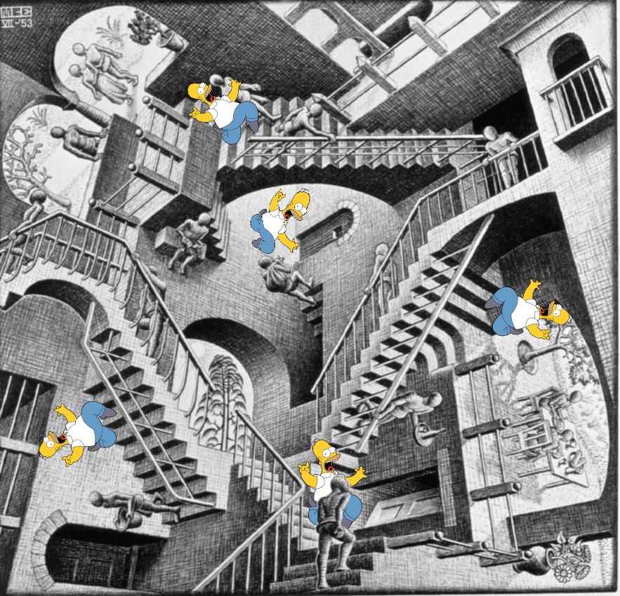 Homer in an impossible staircase