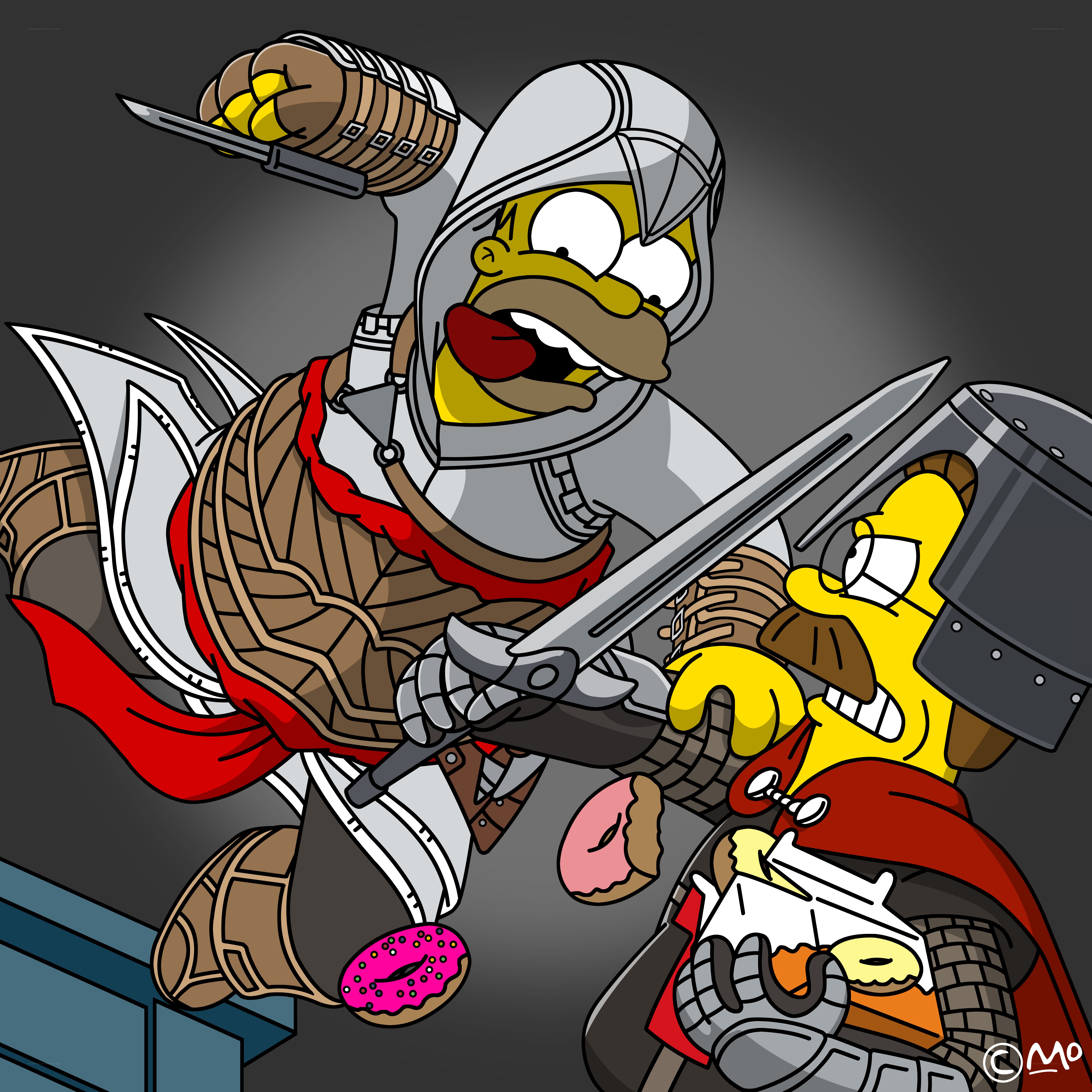 Homer in knight armor