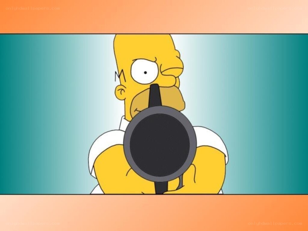 Homer Simpson aiming a gun