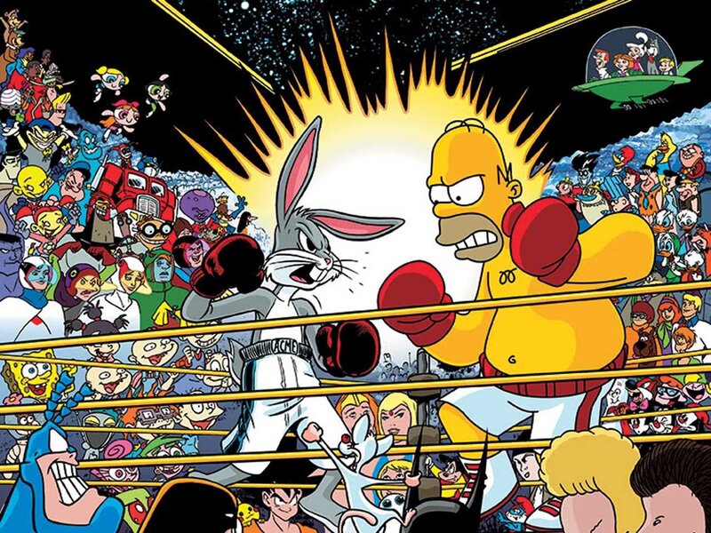 Homer Simpson and Bugs Bunny