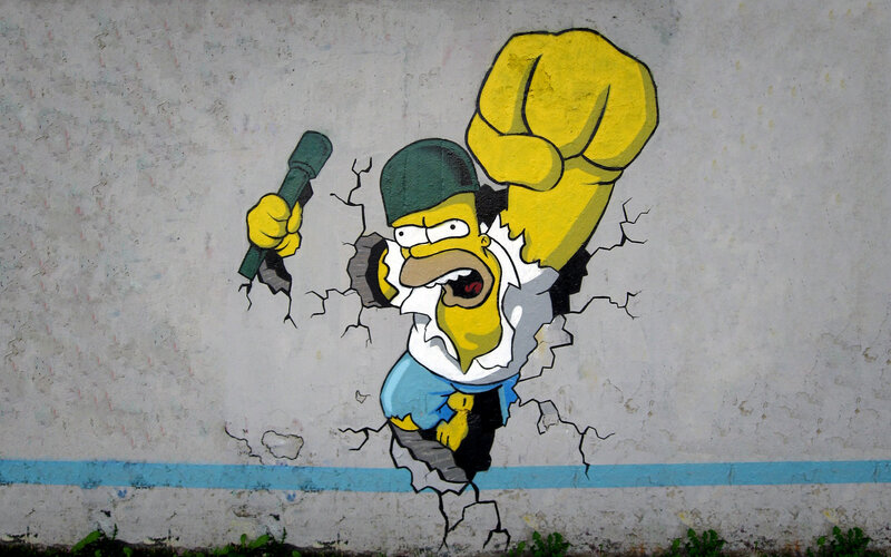 Homer Simpson breaking wall