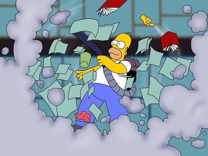 Homer Simpson breaks through wall