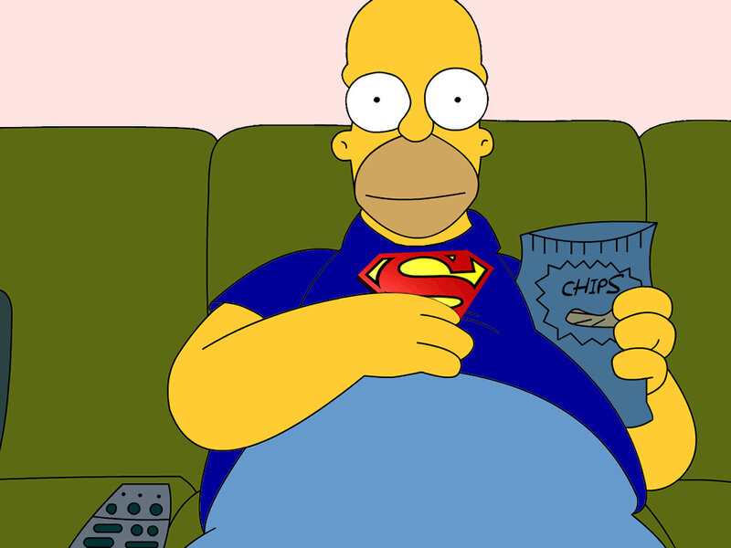 Homer Simpson eating chips