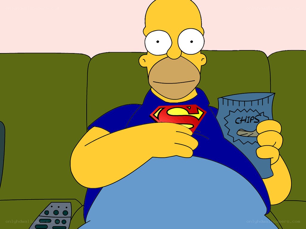 Homer Simpson eating chips