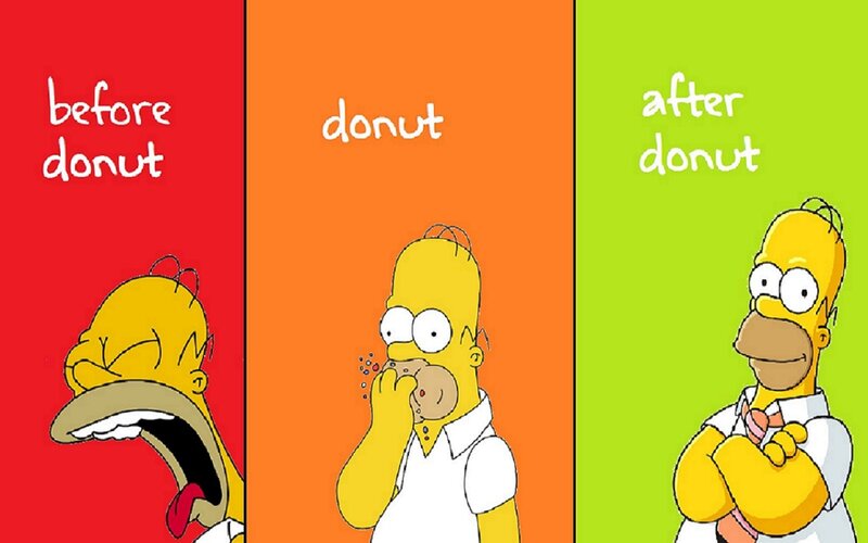 Homer Simpson Eating Donut — Red, Humorous