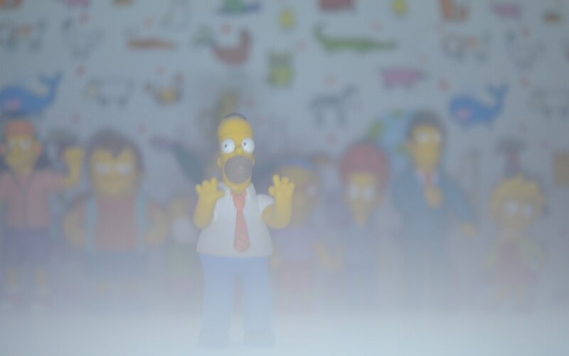 Homer Simpson figurine in fog