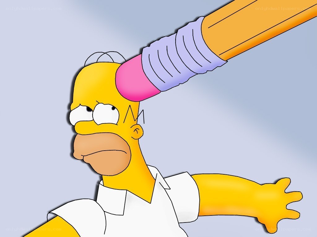 Homer Simpson hit by pencil