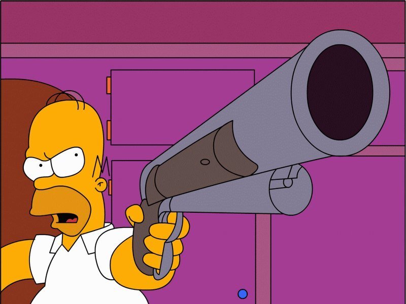 Homer Simpson Holding a Gun