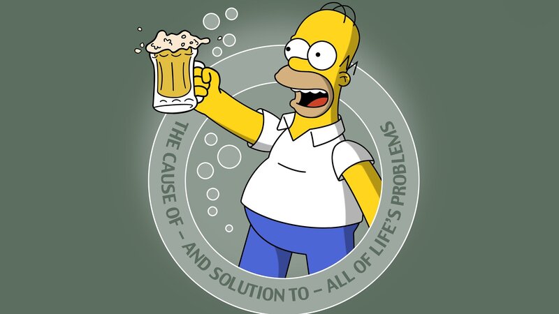 Homer Simpson Holding Beer — Yellow