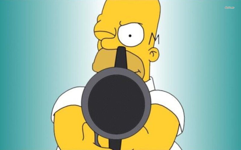 Homer Simpson Holding Gun