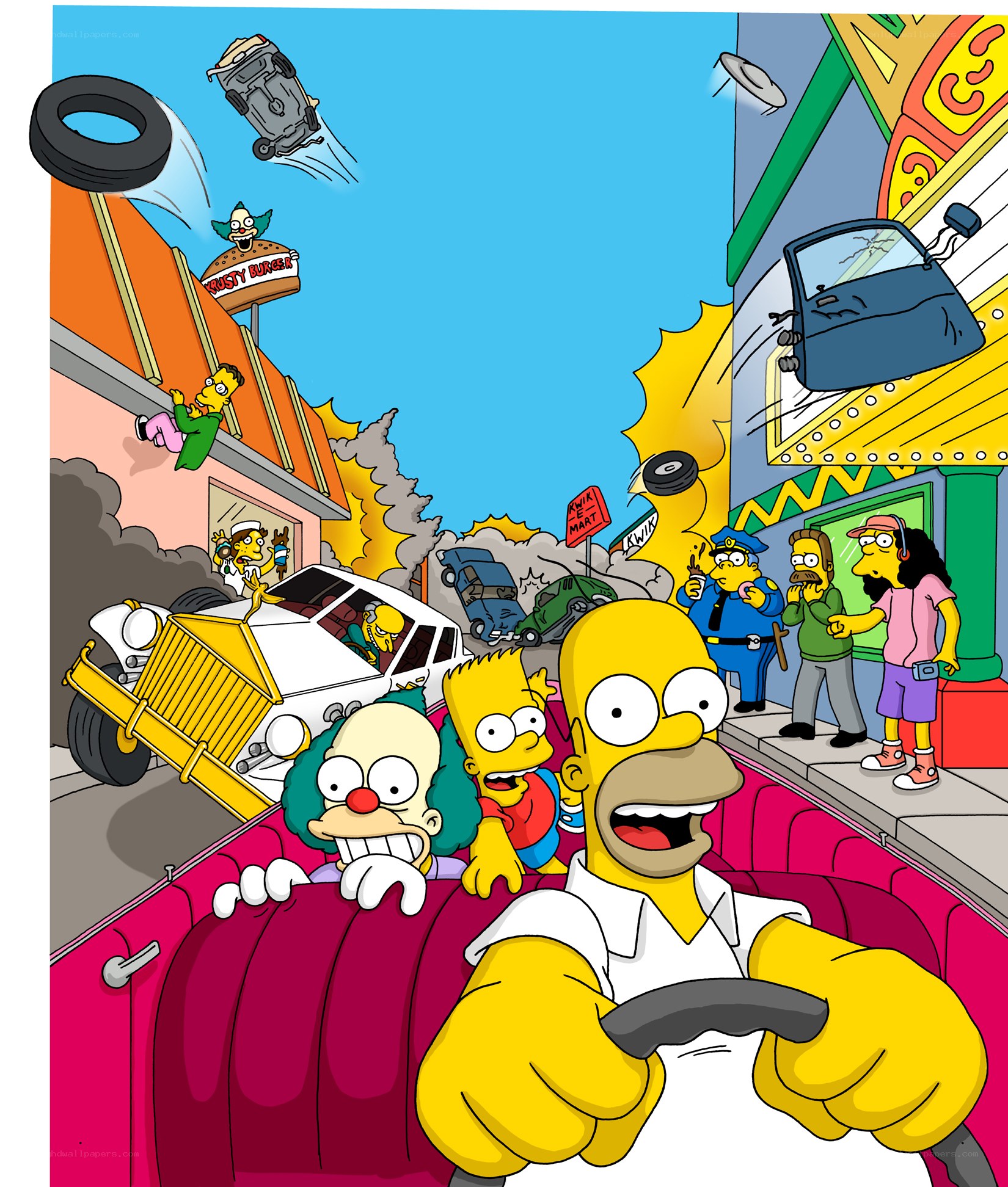 Homer Simpson in a car crash