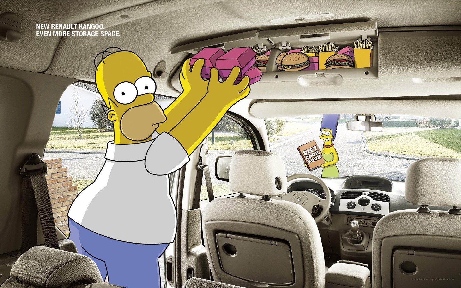 Homer Simpson in a car